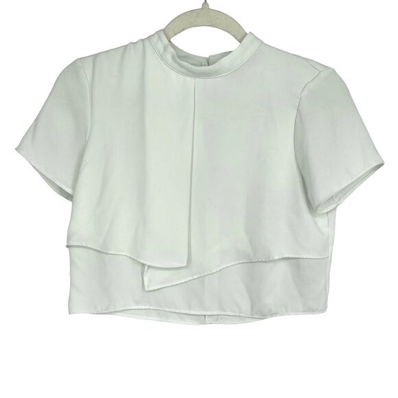 Zara Basic Draped Crepe Crop Top White Size XS - Picture 1 of 4